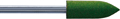 Rubber polishing point, mounted, green, form: torpedo, cylindrical