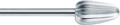 Burs for acrylics, medium, with mill toothing cut, straight, form: bud, rounded