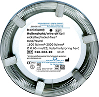 Noninium® wire on coil, round 0.60 mm / 23, spring hard