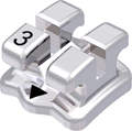 discovery®, metal bracket, tooth 43, 0° torque, 0° angulation, Standard Edgewise 18