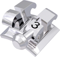 equilibrium® 2, metal bracket with hook, tooth 33, -11° torque, +7° angulation, Roth 18