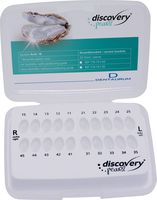 discovery® pearl, ceramic brackets, hook on cuspid, first bicuspid and second bicuspid, 1 case, tooth 15-11 / 21-25 / 45-41 / 31-35, Roth 18, without positioning guide