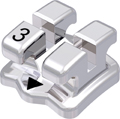 discovery®, metal bracket, tooth 43, 0° torque, 0° angulation, Standard Edgewise 22